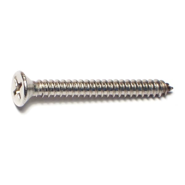 Midwest Fastener Sheet Metal Screw, #8 x 1-1/2 in, 18-8 Stainless Steel Flat Head Phillips Drive, 100 PK 05168 - main